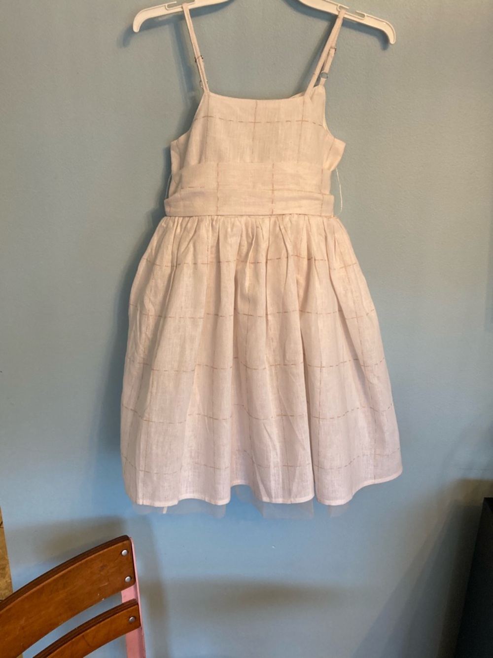 Girls Cream Sleeveless Party Dress with Crinoline Skirt